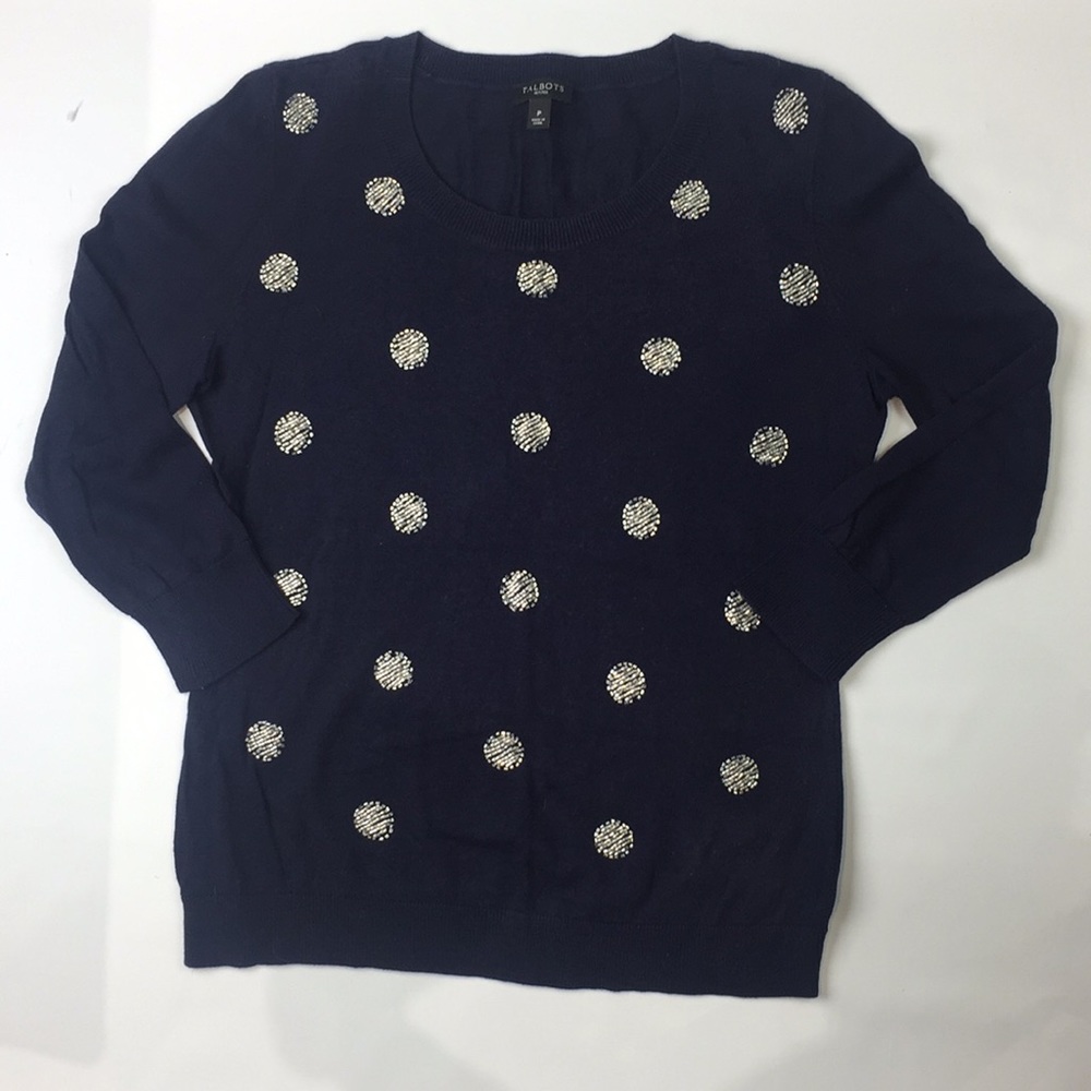Talbots Polka Dot Beaded Sweater